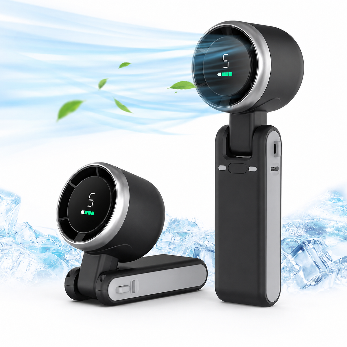 Mini Ventilateur Portable 3-en-1 – 5 Vitesses, Rechargeable USB
